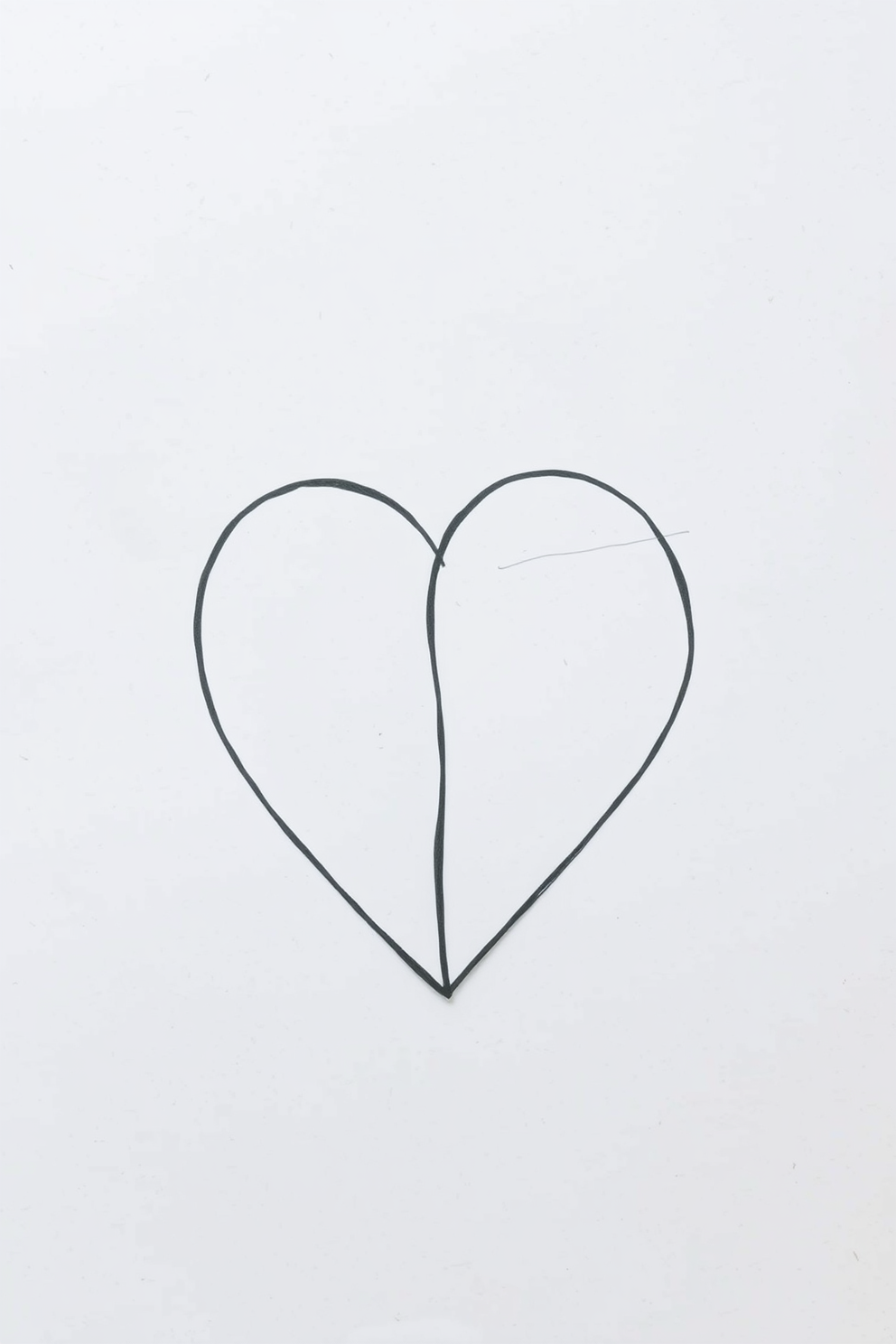 Simple Heart with Three Sections Drawing