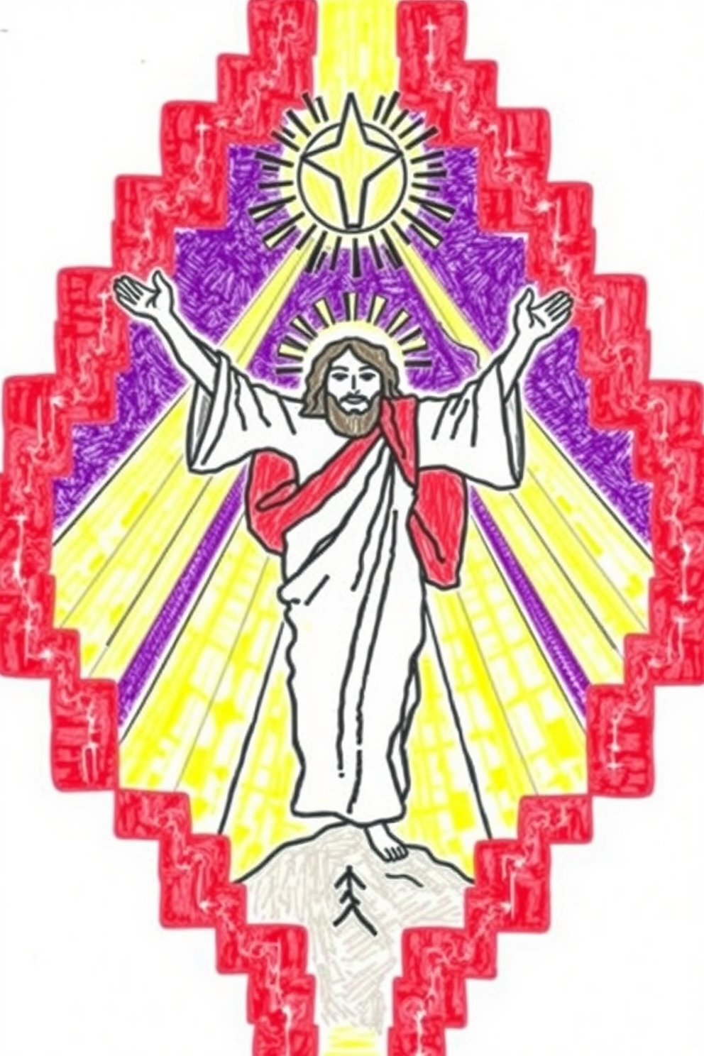 Simple Jesus Ascension Drawing