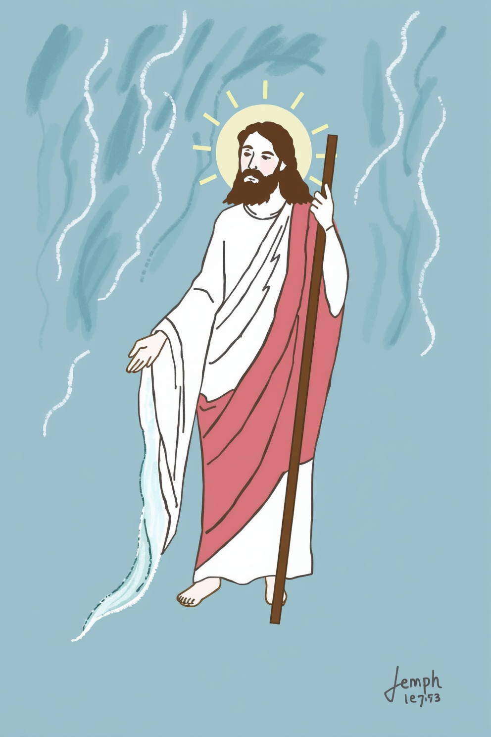 Simple Jesus Calms the Storm Drawing