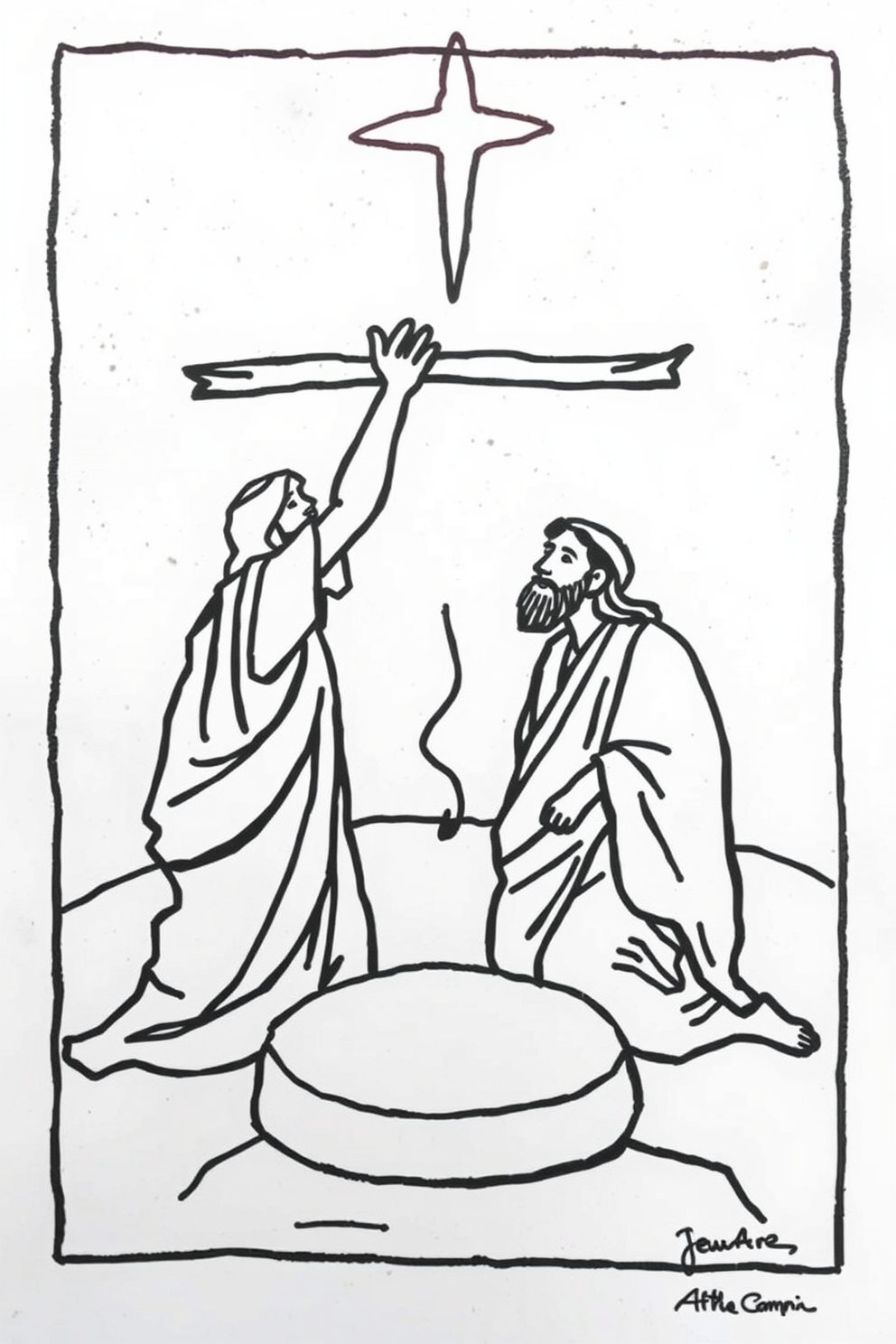 Simple Jesus Raises Lazarus Drawing