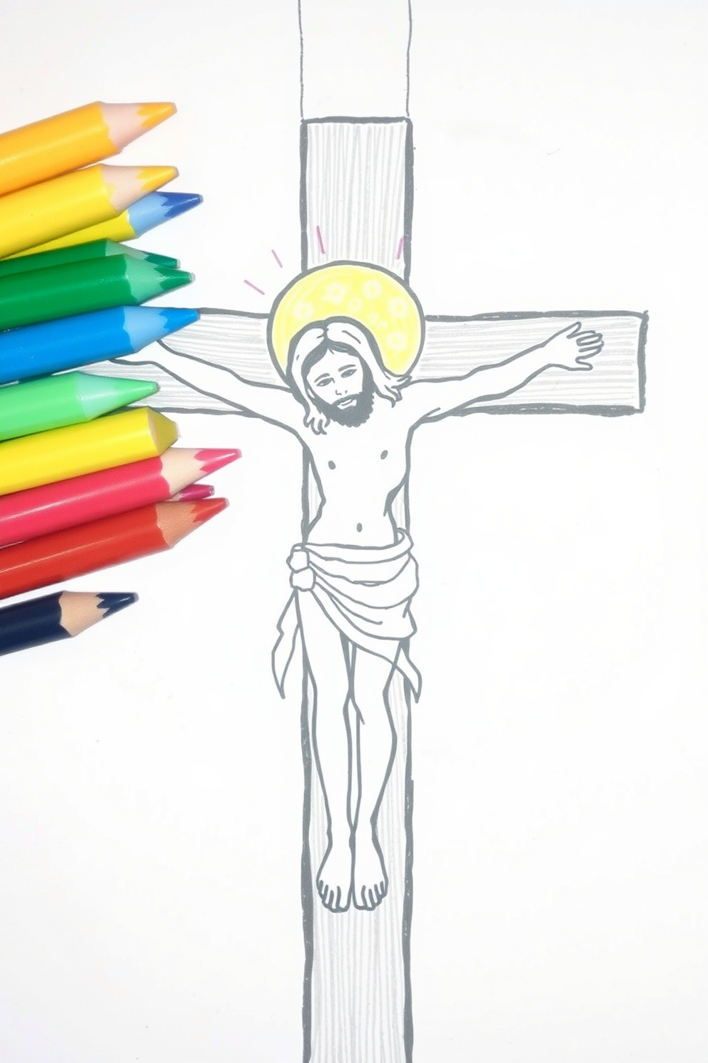 Simple Jesus on the Cross Drawing