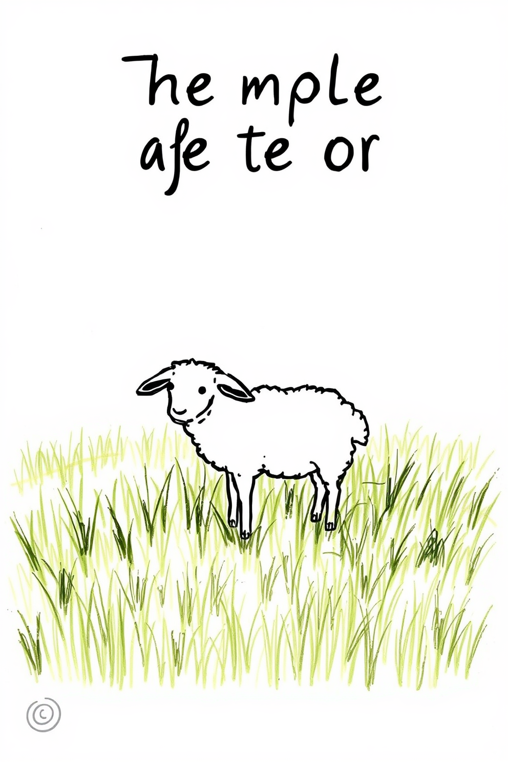 Simple Lamb of God in Pasture Drawing