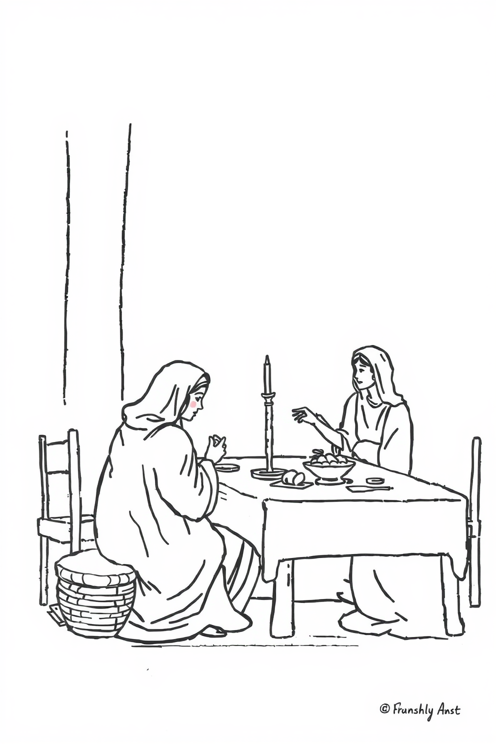 Simple Line Drawing of Esther’s Feast
