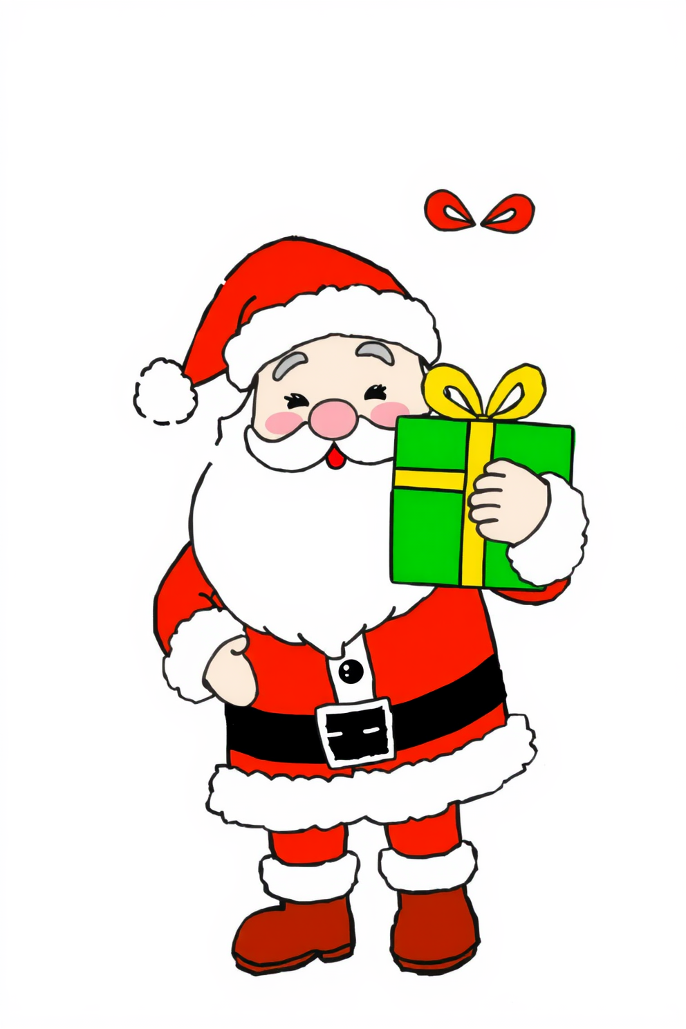 Simple Santa Claus with gift drawing