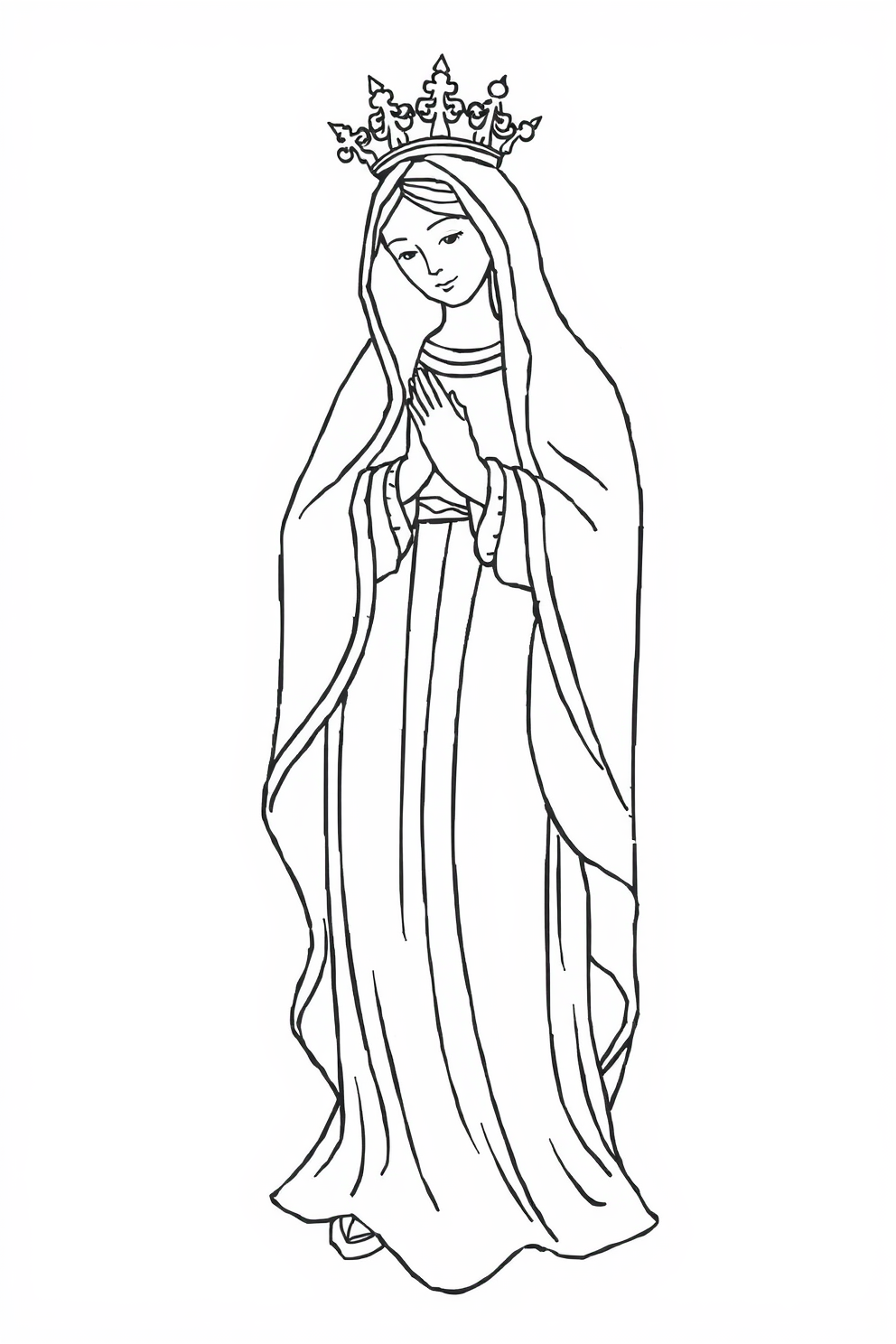 Simple Virgin Mary Line Drawing