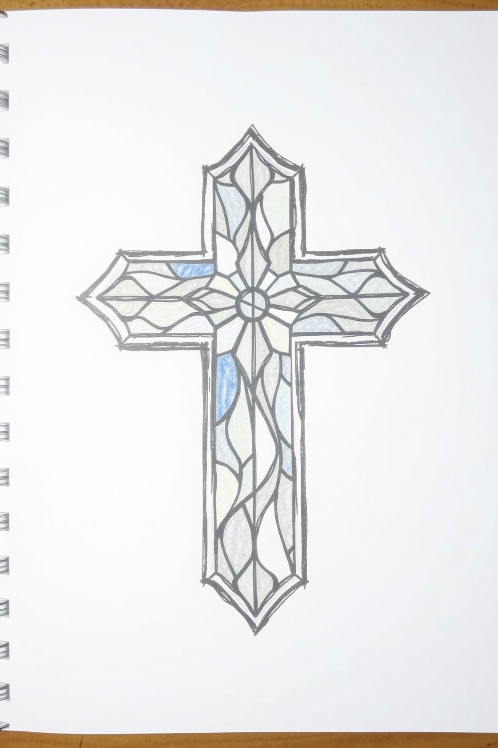 Sketch Drawing Stained Glass Cross Drawing