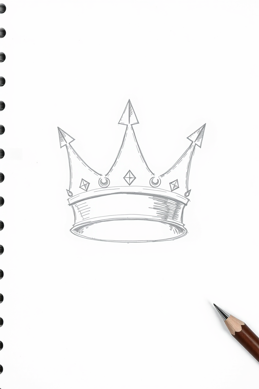 Sketch Drawing of a Crown with Three Points