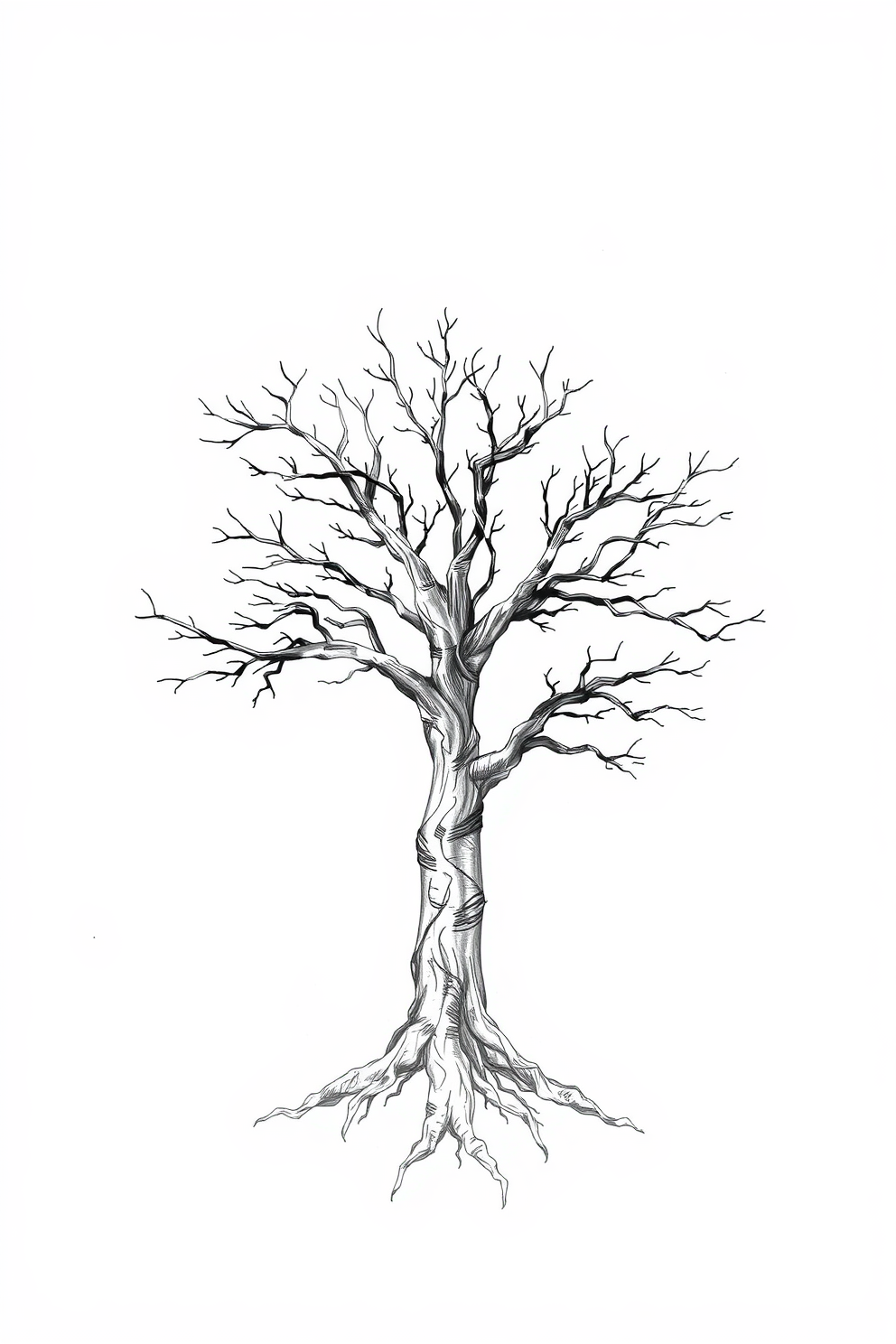Sketch of a Tree Rooted in Three Parts Drawing