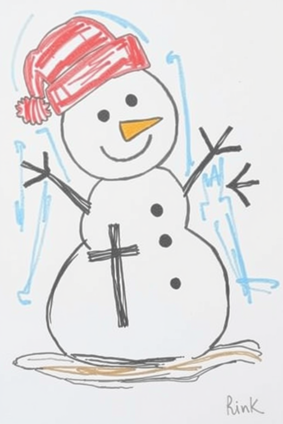 Snowman Drawing with a Cross