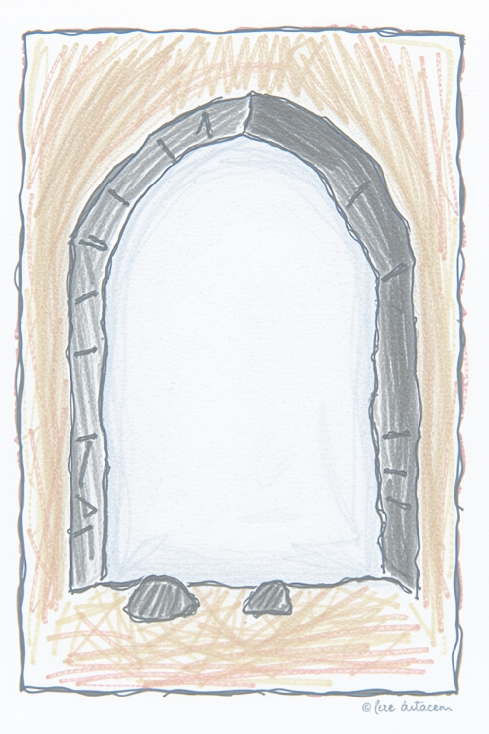 Soft Pastel Empty Tomb Drawing