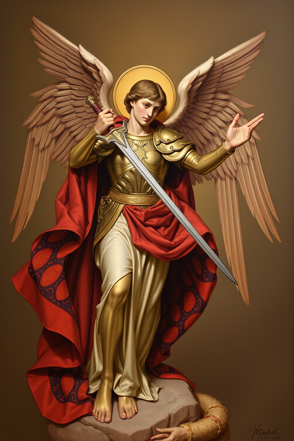 St. Michael the Archangel With Sword Drawing