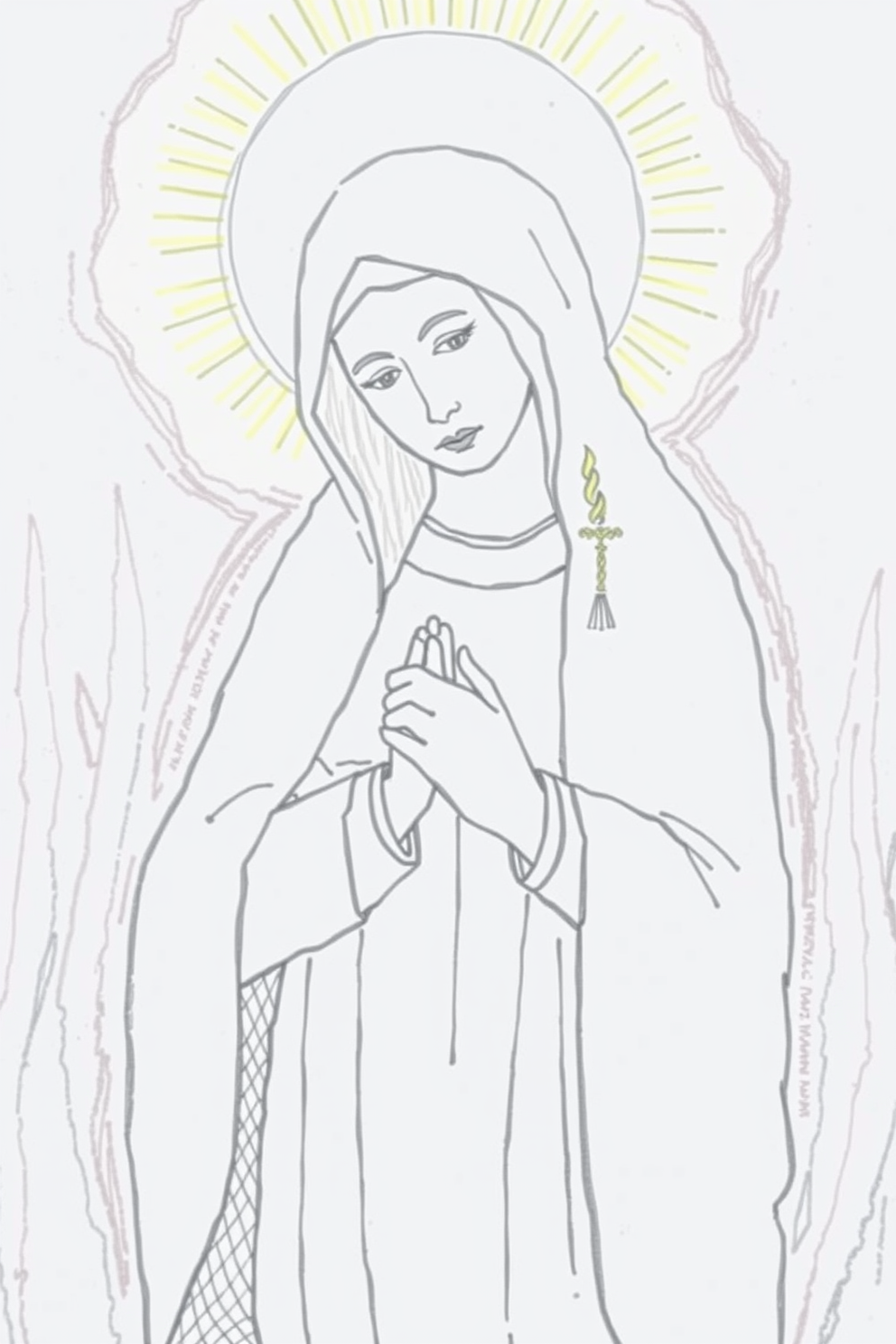 Virgin Mary Holding a Candle drawing