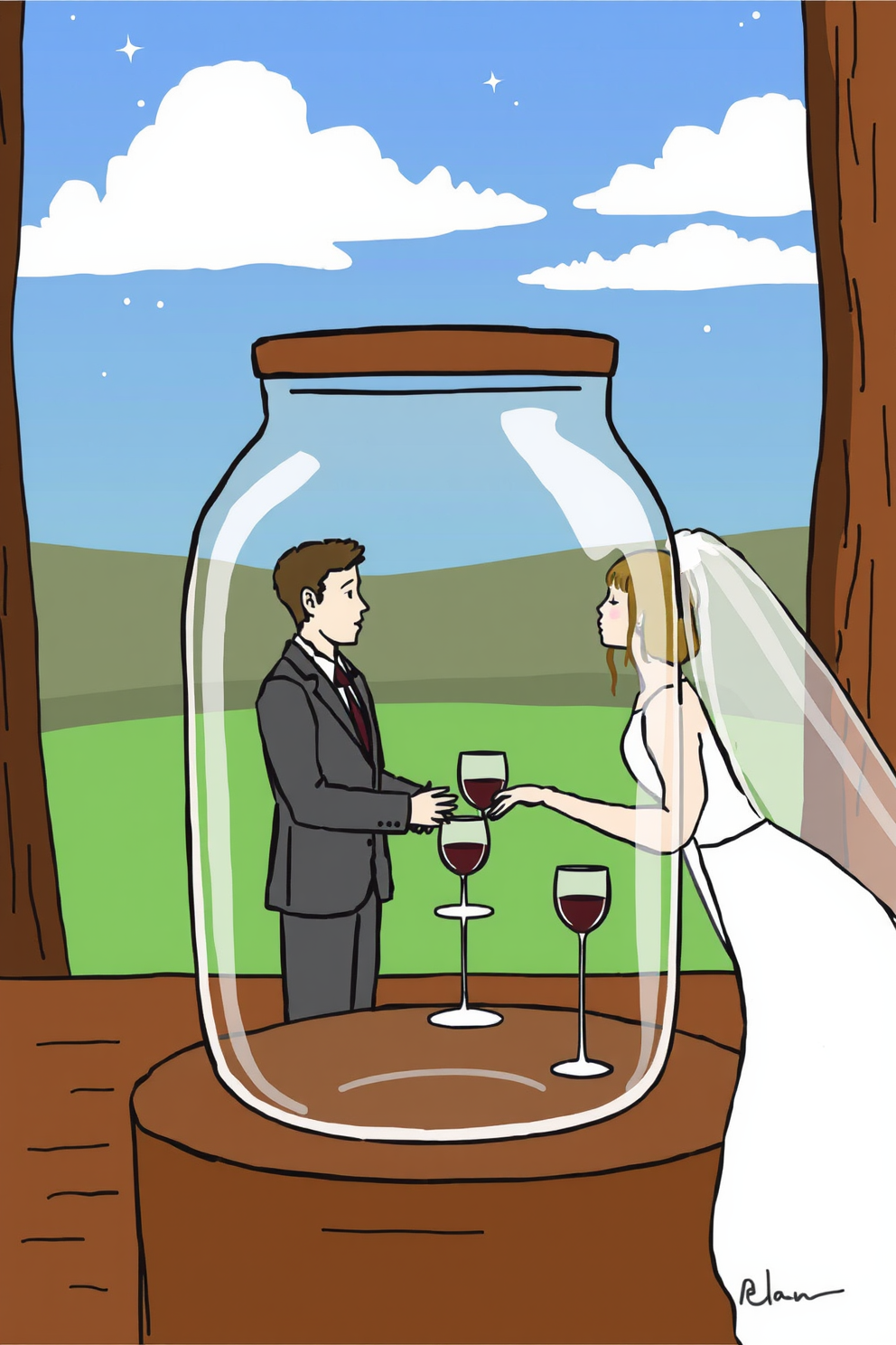 Wedding at Cana Wine Jar Drawing