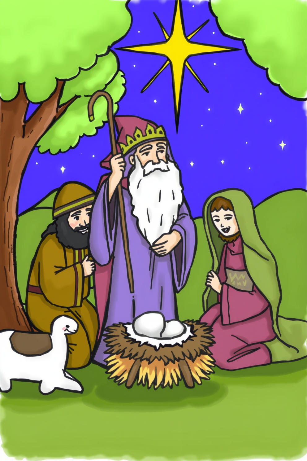 Wise Man in Nativity Scene Drawing