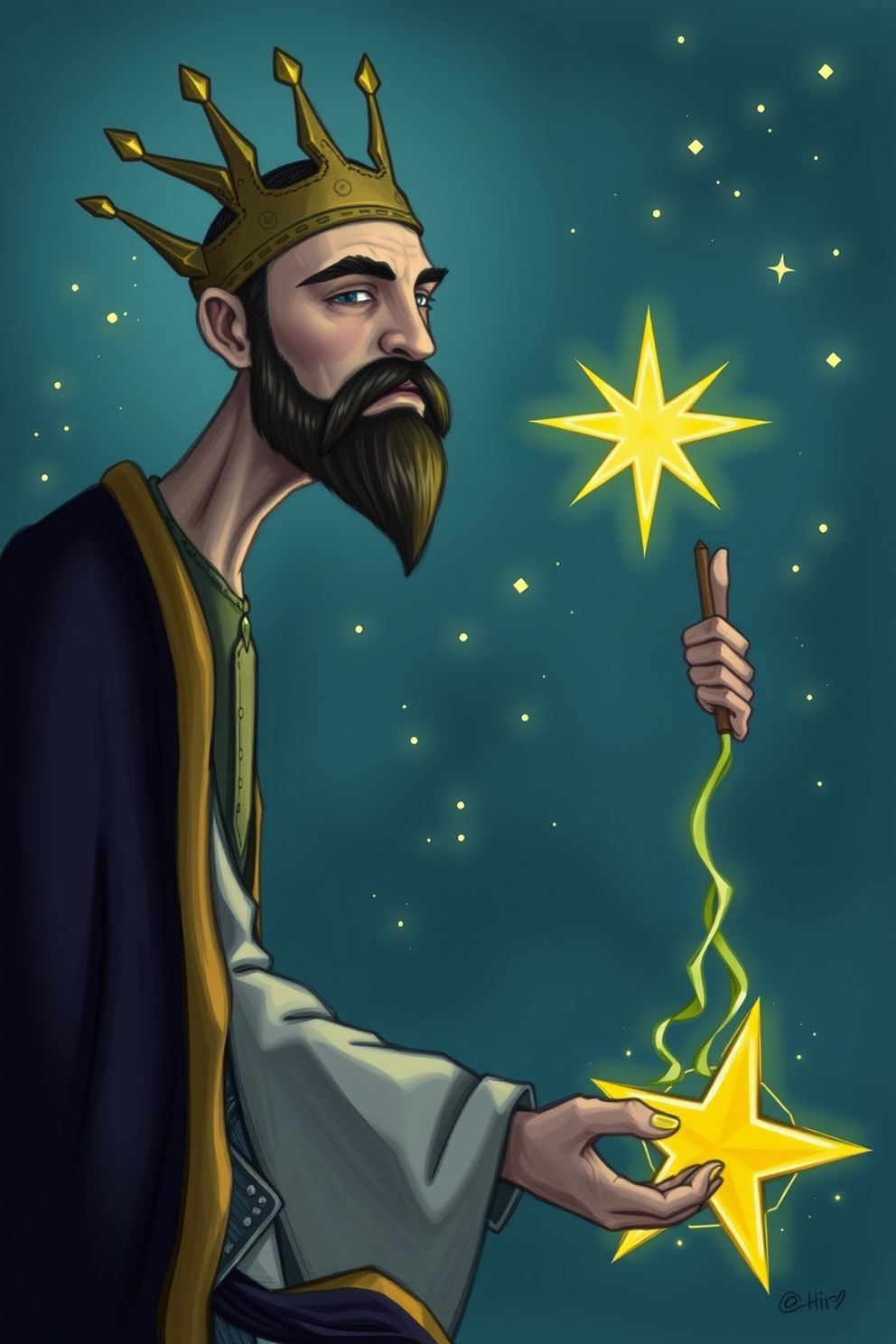 Wise Man with Star Drawing