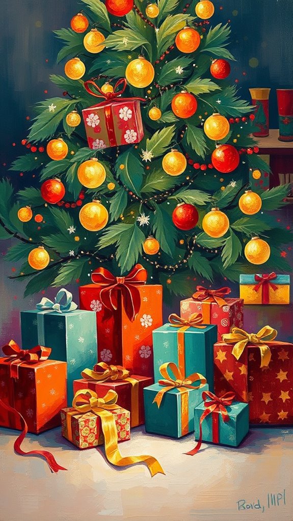 abstract christmas gift painting