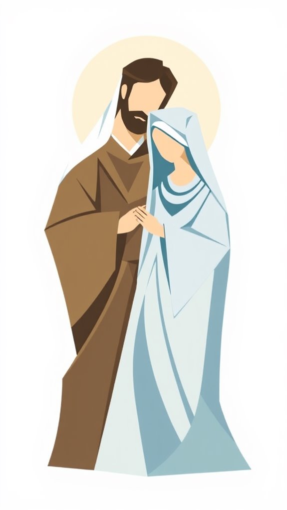 abstract clipart of mary and joseph