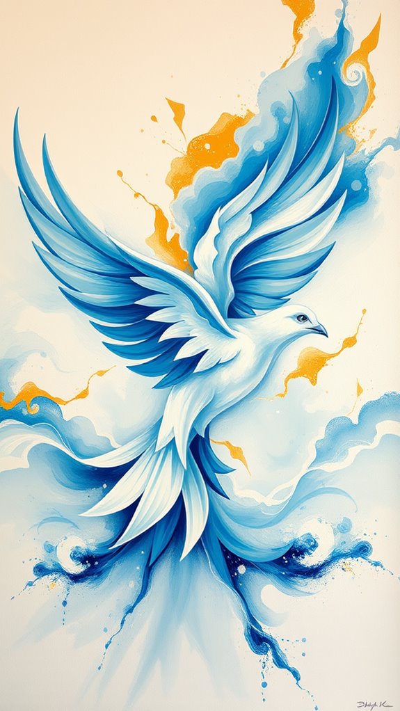 abstract dove artwork creation