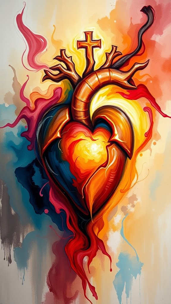 abstract sacred heart painting