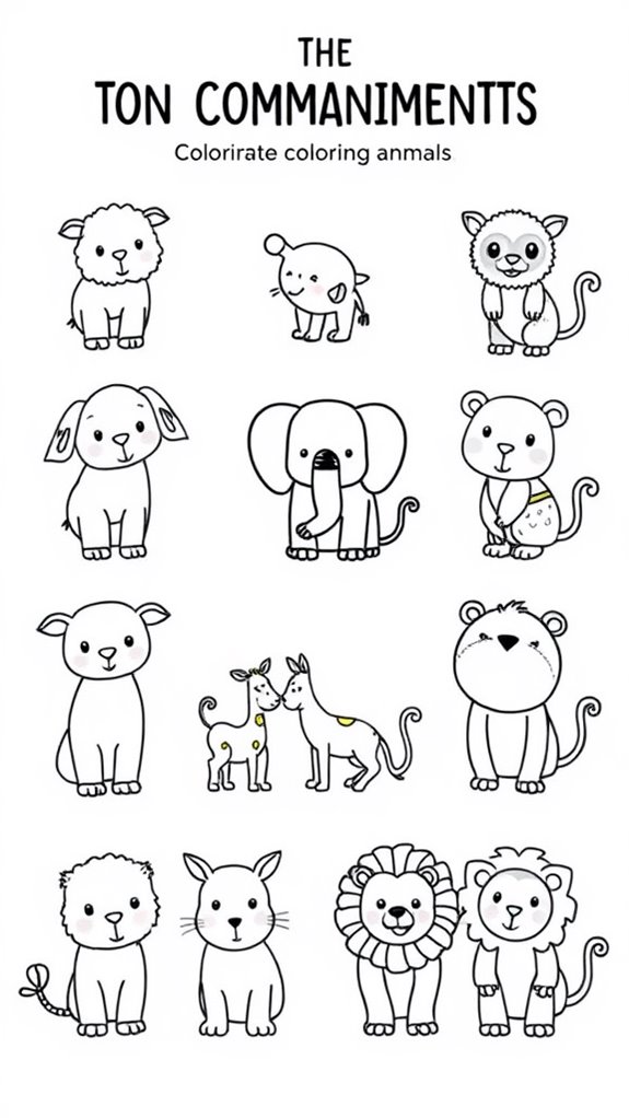 adorable animals coloring page