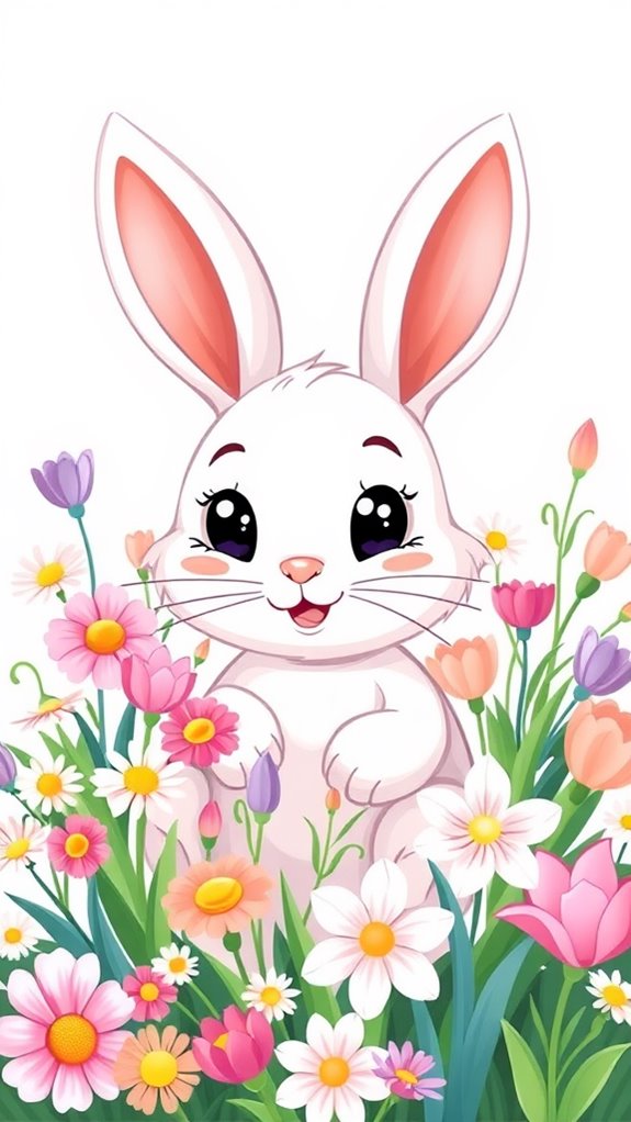 adorable bunny with flowers