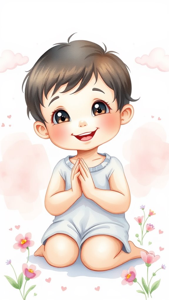 adorable child watercolor prayer