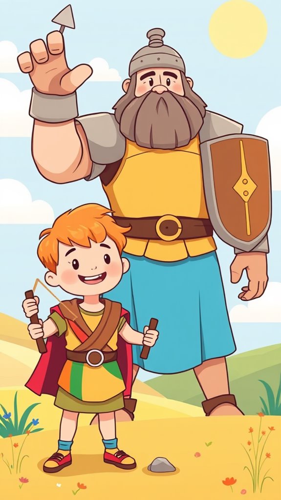 adorable david and goliath illustration