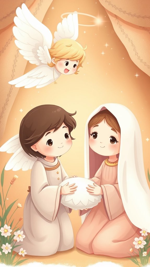 angel visiting mary illustration