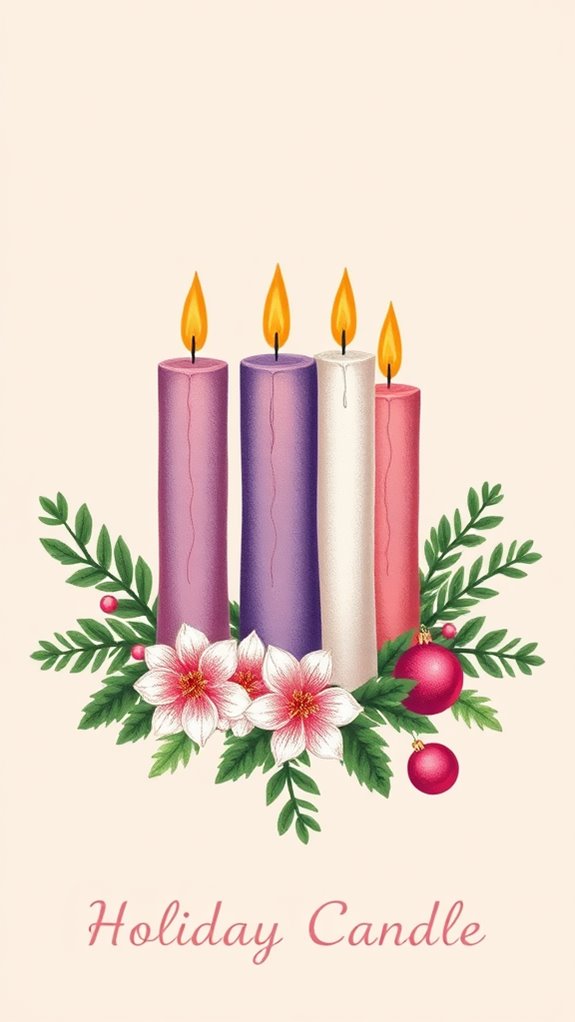 antique christmas candle illustrations