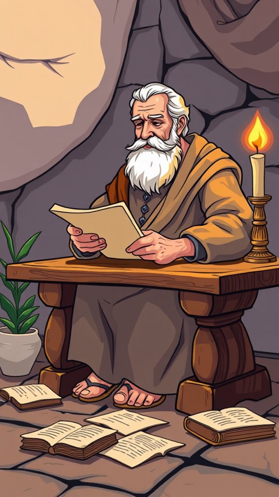 apostle paul reading scroll