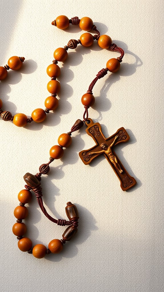 beautiful handcrafted wooden rosary