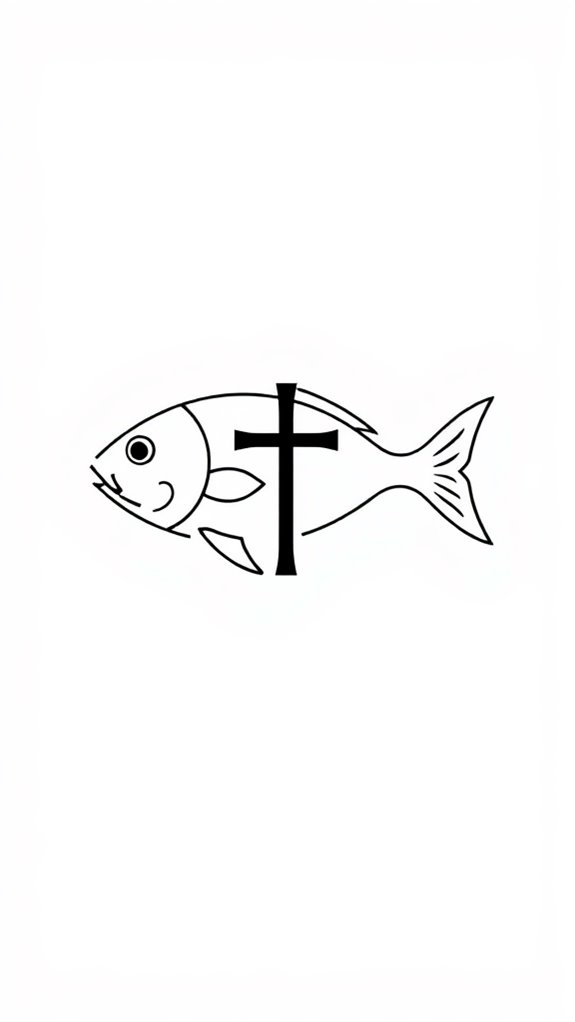 black and white ichthys symbol