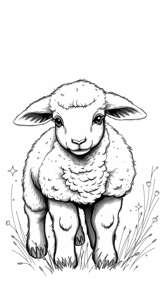 black and white lamb sketch