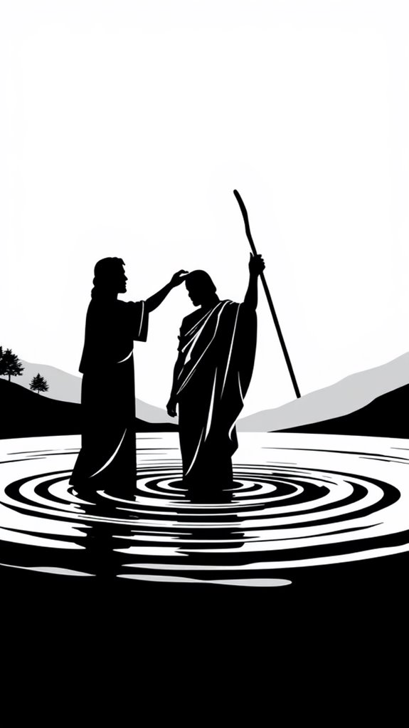 black and white silhouette baptism