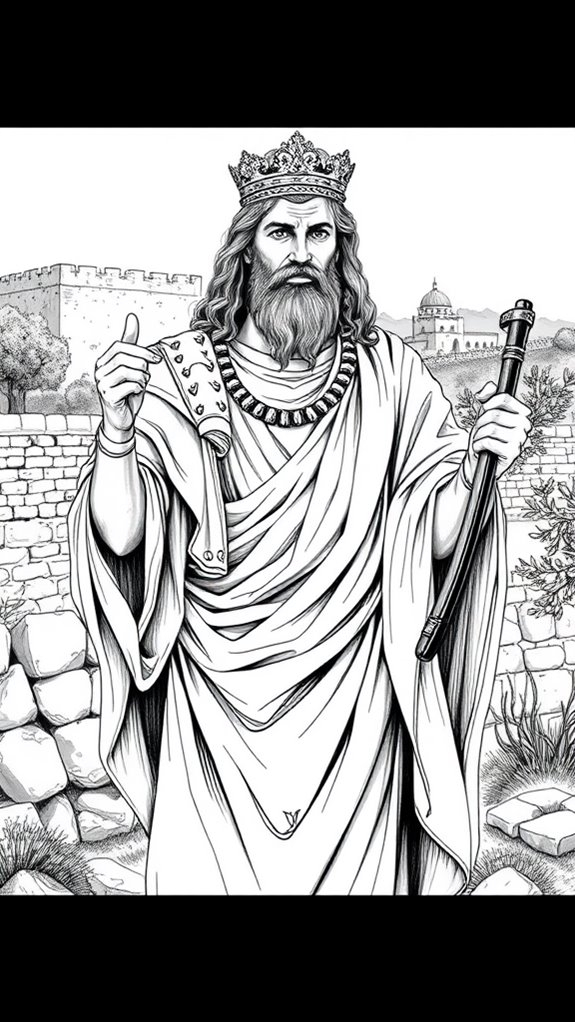 black and white sketch of king david