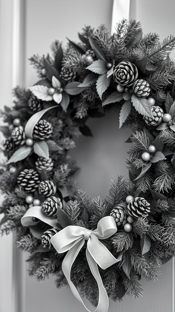 black and white wreath