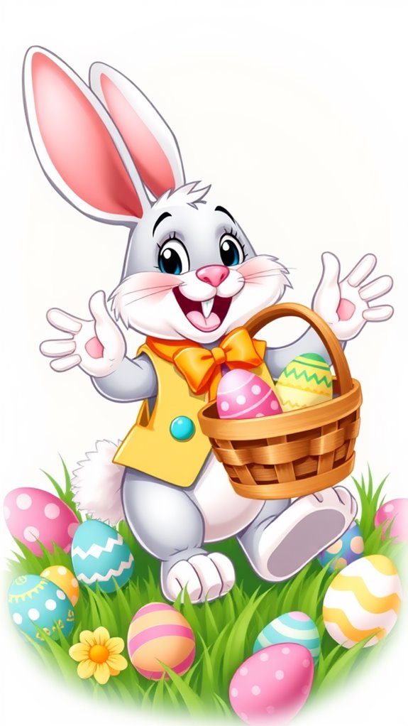 cartoon easter bunny eggs