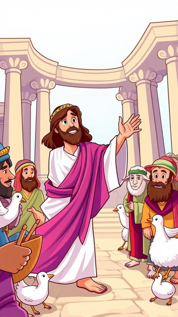 cartoon jesus cleanses temple