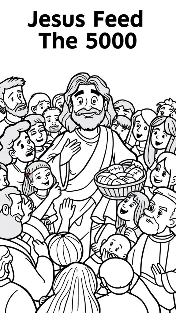 cartoon jesus feeding multitude