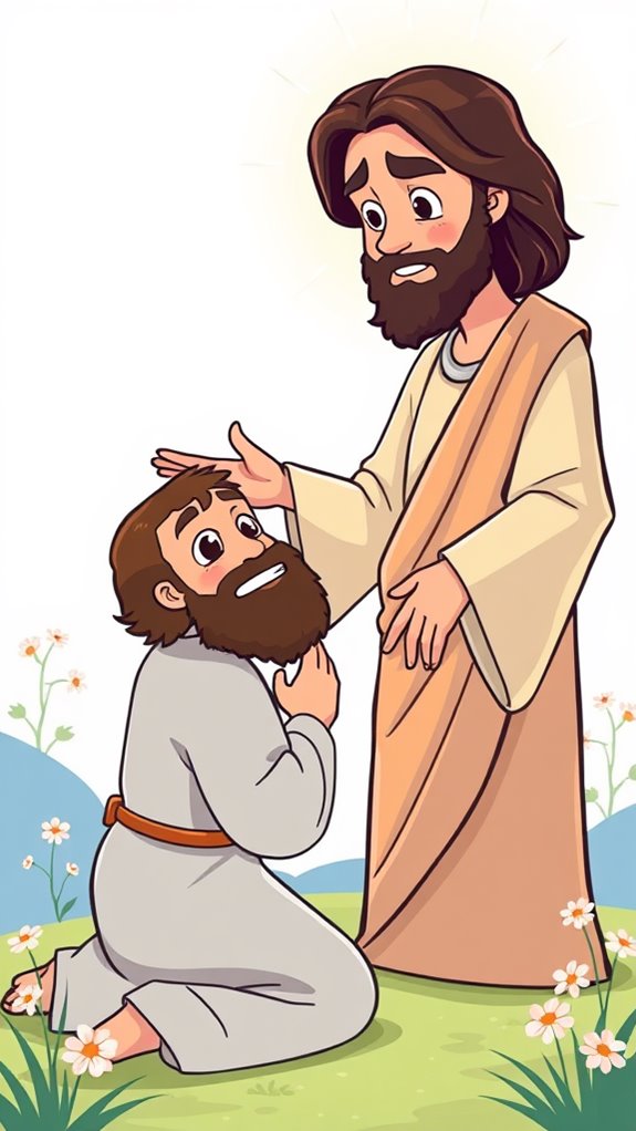 cartoon jesus healing blind