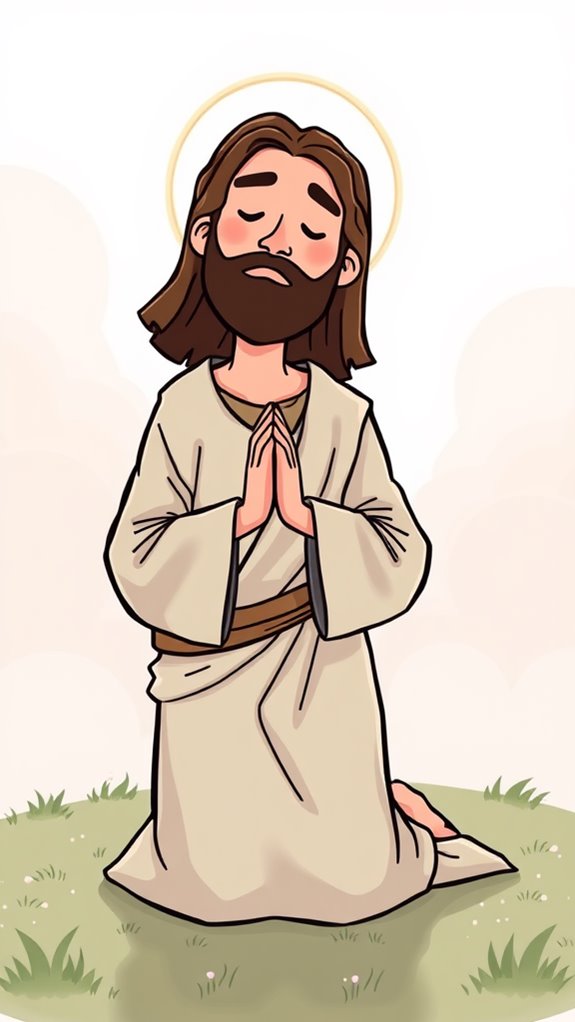 cartoon jesus praying illustration