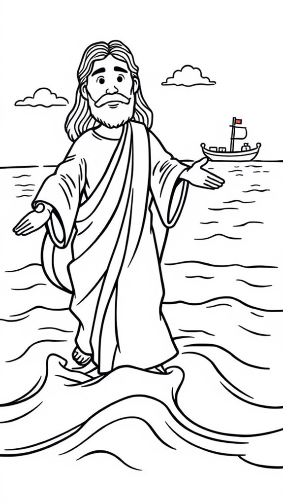 cartoon jesus water walking