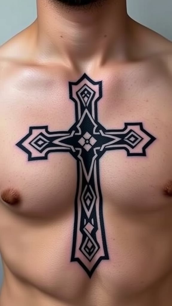celtic cross chest tattoo