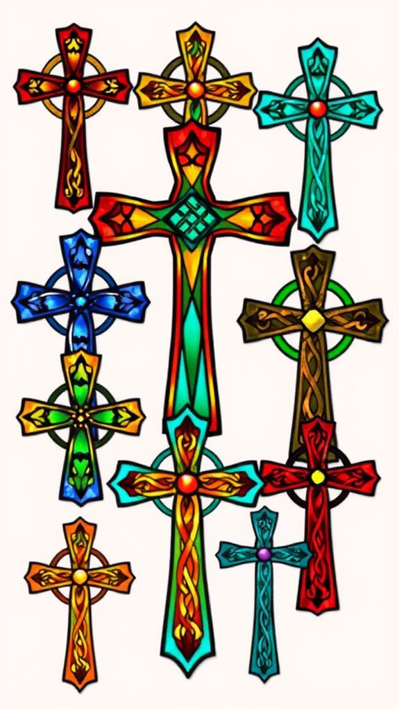 celtic stained glass crosses