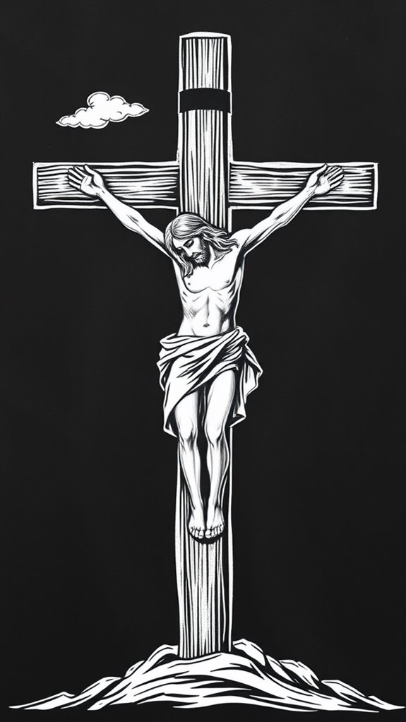 chalkboard drawing of crucifixion