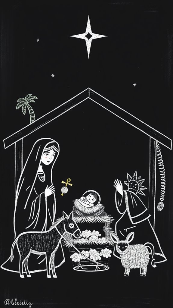 chalkboard nativity scene clipart