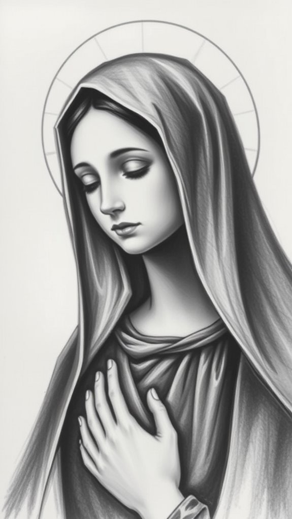 charcoal artwork of mary
