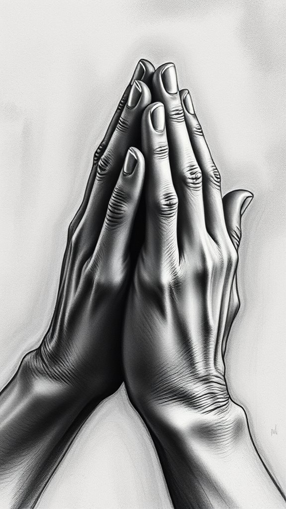 charcoal painting of prayer