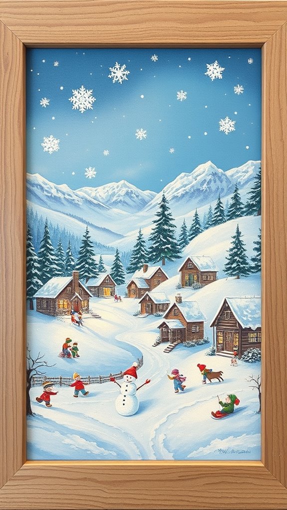 charming snowy landscape artwork