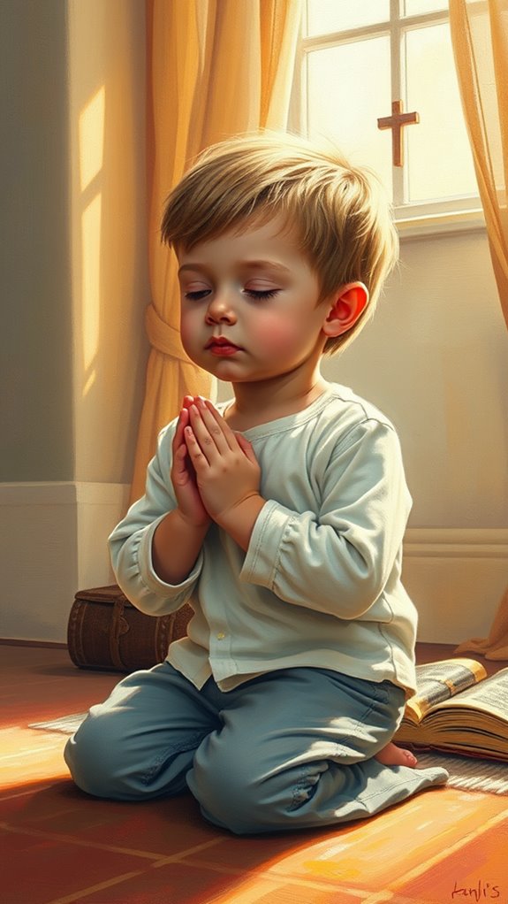 child praying in artwork